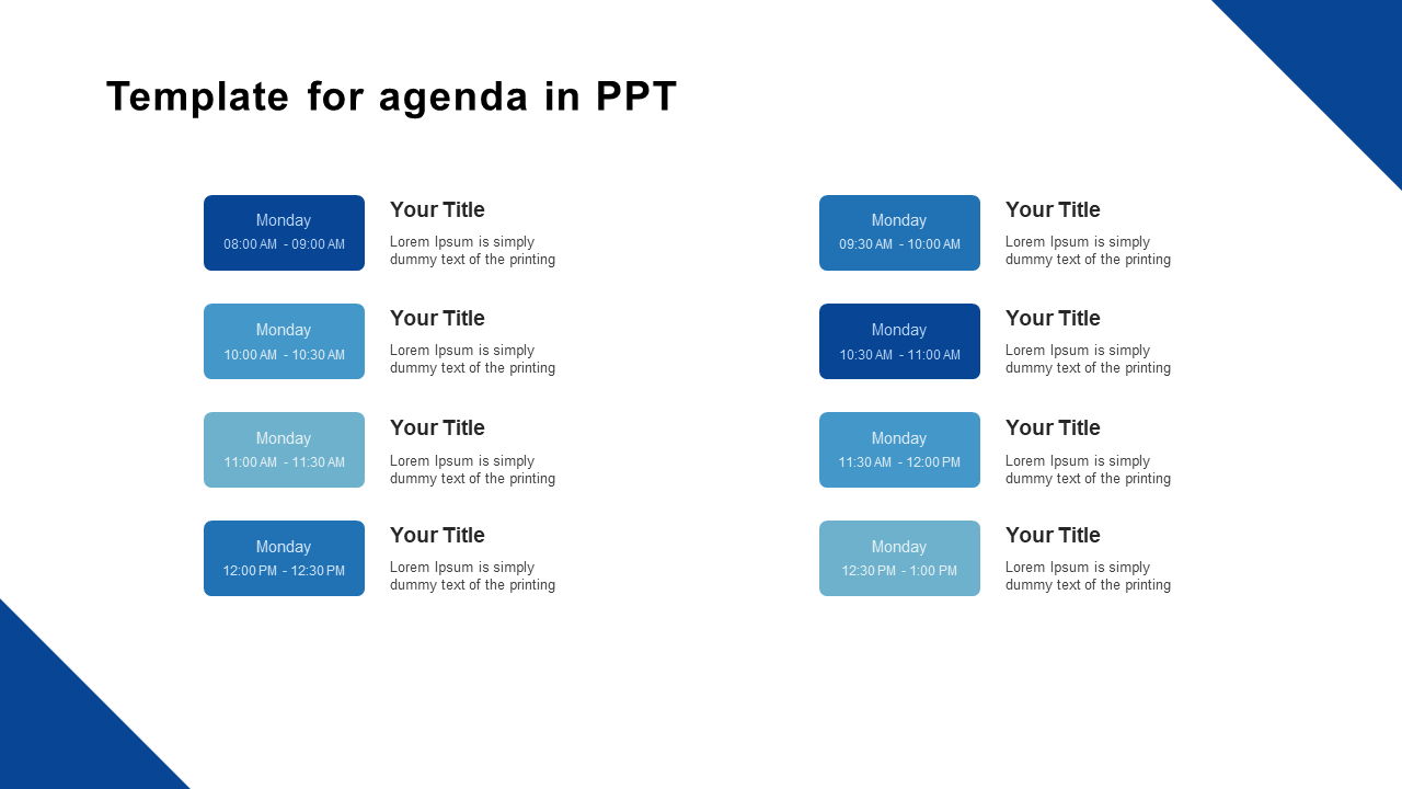 template for agenda in ppt-blue